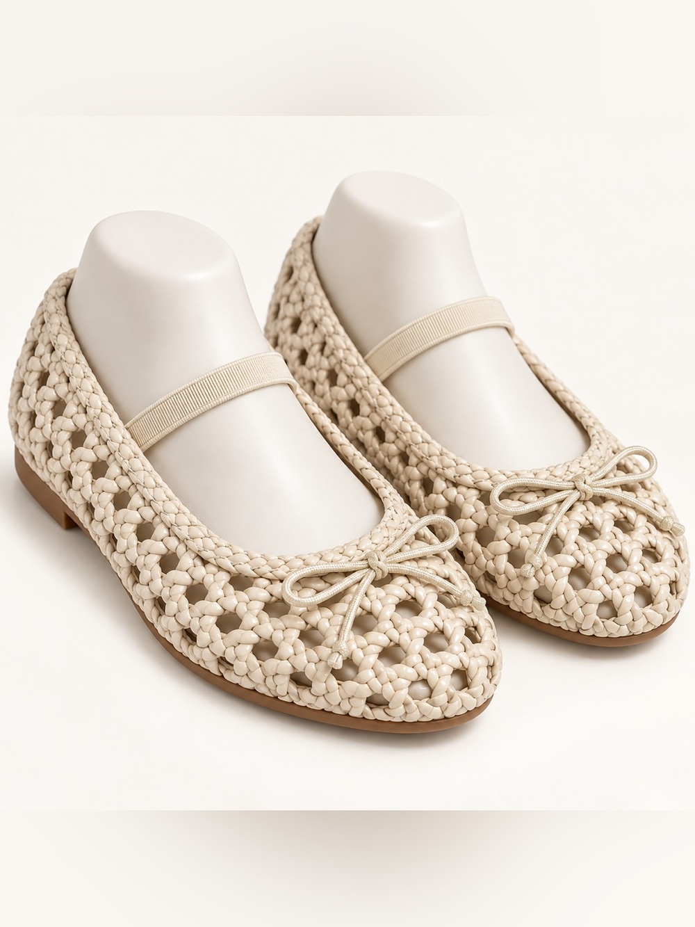 J.Crew Crewcuts Girls Basketweave Ballet Flats Natural K4 NWT